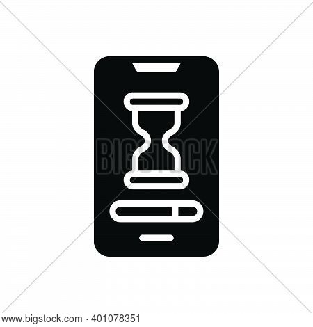 Black Solid Icon For Slow Electronic Connection Display Sandglass Accuracy Unhurried Stilly Update I