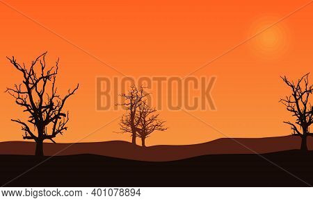 The Beautiful Scenery At Sunset In The Countryside. City Vector