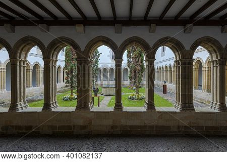 Bermeo, Spain - August 17, 2017: Cloister Of The Convent Of San Francisco, Bermeo, Spain. It Is One 