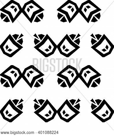 Seamless Monochromatic Pattern. Modern Black And White Stylish Texture. Repeating Tiles With Geometr