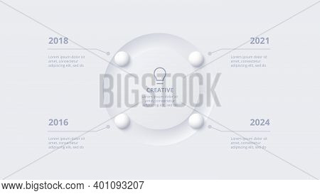 Neumorphic Circle Elements For Infographic. Template For Diagram, Graph, Presentation And Chart. Ske