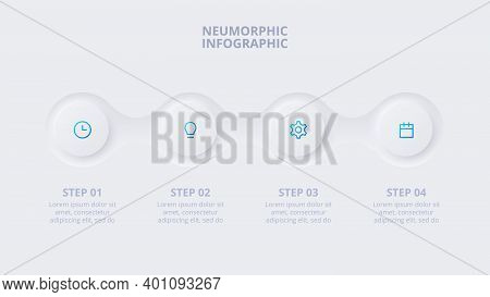 Neumorphic Circle Elements For Infographic. Template For Diagram, Graph, Presentation And Chart. Ske