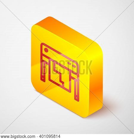 Isometric Line Plotter Icon Isolated On Grey Background. Large Format Multifunction Printer. Polygra