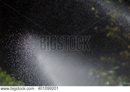 Water Jet In A Potatoes Cultivation. Agulo. La Gomera. Canary Islands. Spain.