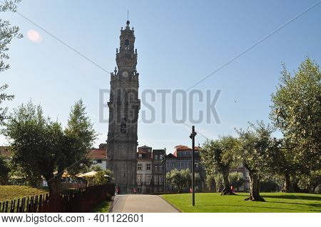 The Tower Of Torre Dos Clérigos In Porto, Portugal.