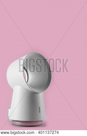 Modern White Electric Fan On Pink Background