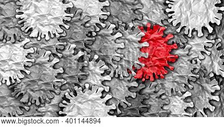 New Coronavirus Variant Outbreak And Covid-19 Virus Cell Mutation Spread And Influenza Background As