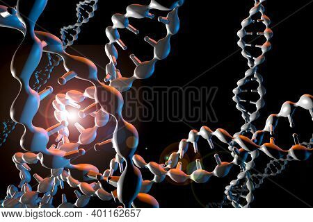 Abstract Dna Strand Double Helix Genetics 3d Illustration