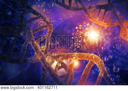 Abstract Dna Strand Double Helix Genetics 3d Illustration