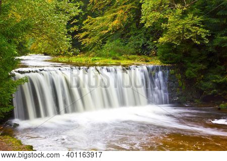 Kwisa Waterfall near town Swieradow Zdroj in Izera Mountains, Poland