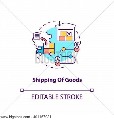 Shipping Of Goods Concept Icon. Warehouse Management Components. Flow Of Goods From Origin To Destin
