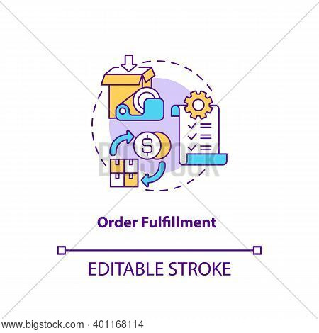Order Fulfillment Concept Icon. Warehouse Audit Elements. Process And Delivering Orders To Customers