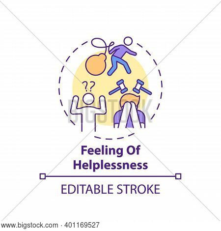 Helplessness Feeling Concept Icon. Inability To Help Oneself Idea Thin Line Illustration. Struggling
