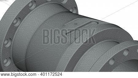 Finite Element Analysis Mesh Ready For Analysis- 3d Ilustration