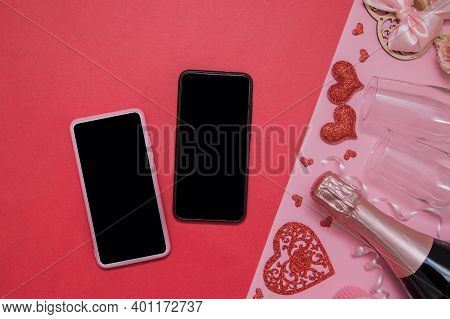 Two Phones Mok Up - He And She - Online Dating For Valentines Day Online