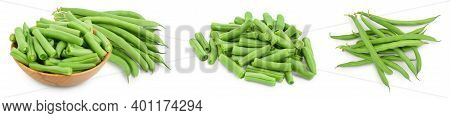Green Beans Isolated On A White Background With Full Depth Of Field. Setor Collection