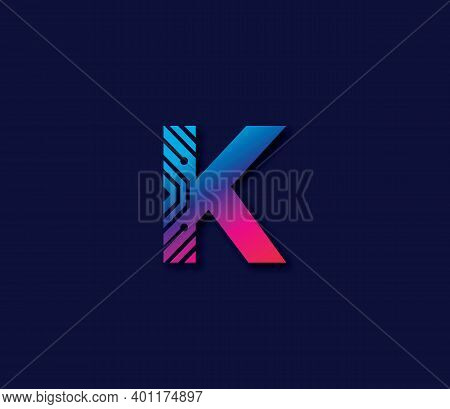 K Alphabet Technology Modern Logo Design Concept