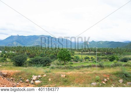 Hills And Farmlands Of South India - Tamilnadu Landscape . Beautiful Farmlands - A View From The Hil