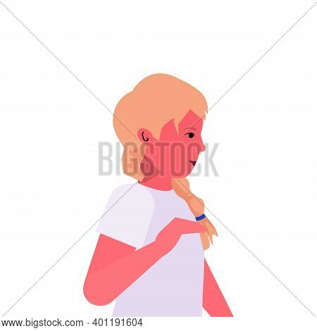 Beautiful Little Girl Cute Child Avatar Chilhood Concept Female Cartoon Character Portrait Vector Il