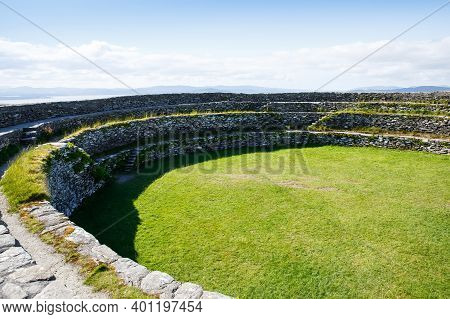 View On Irish Landscape Of Counte Donegal, Northern Ireland From Fort Grianan Of Aileach