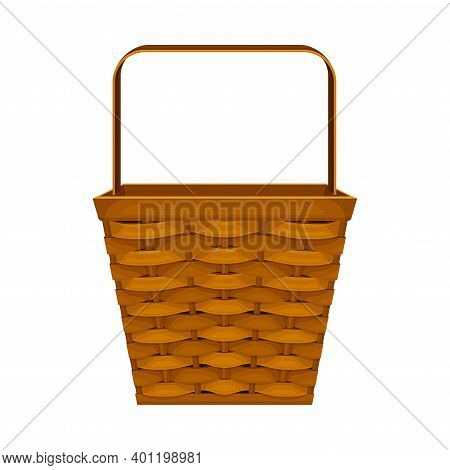 Basket Woven From Bark Strips As Container For Harvesting And Storage Vector Illustration