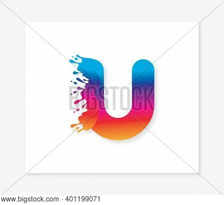 U Alphabet Colorful Painting Logo Design Concept