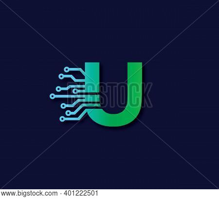U Alphabet Data Storage Technology Logo Design Concept