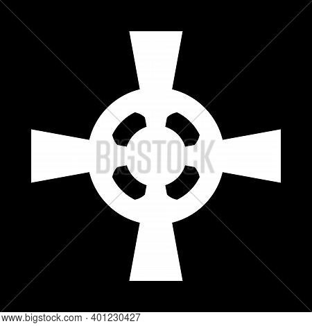 Celtic Cross Icon On Black Background. Vector Illustration.