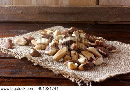 Chestnuts From Para Or Brazil Nuts, In Portuguese: Castanha-do-pará Or Castanha-do-brasil, On Fabric