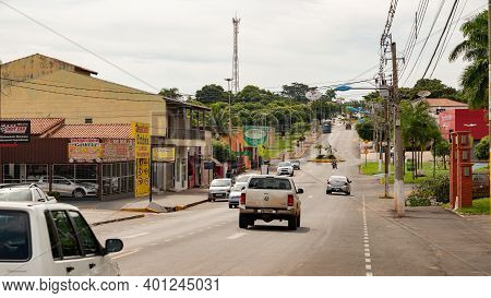 Cassilandia, Mato Grosso Do Sul, Brazil - 12 21 2020: Avenue Candido Barbosa Dias From Cassilandia C