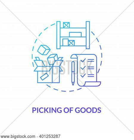 Picking Of Goods Concept Icon. Warehouse Management Components. Taking Suplies Before Shipment Statu