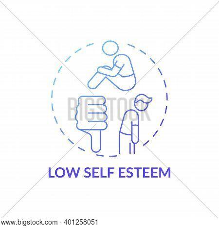 Low Self Esteem Concept Icon. Procrastination Effect Idea Thin Line Illustration. Anxiety, Stress, L