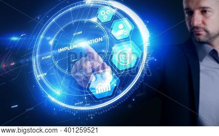 Implementation, Web Technology Concept.  Business, Technology, Internet And Network Concept.