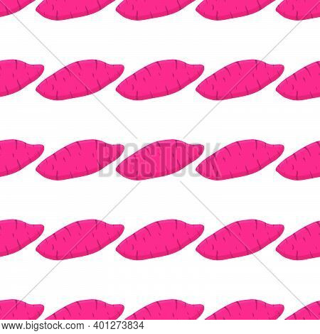 Illustration On Theme Of Bright Pattern Sweet Potato, Vegetable Yam For Seal. Vegetable Pattern Cons