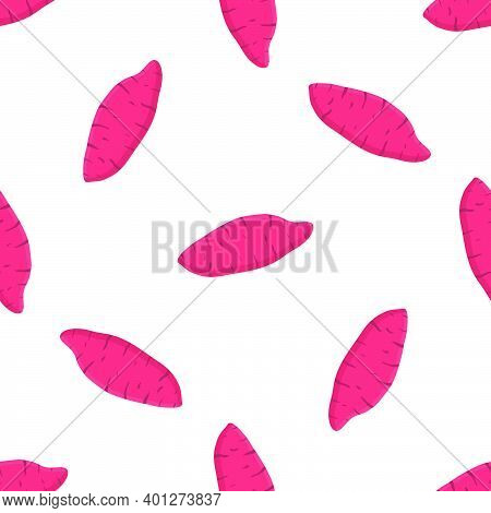 Illustration On Theme Of Bright Pattern Sweet Potato, Vegetable Yam For Seal. Vegetable Pattern Cons