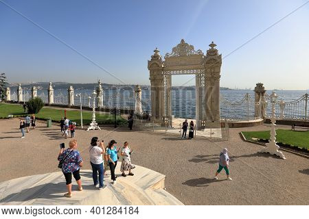 Istanbul, Turkey - October 06, 2020. Dolmabahce Palace. Interior View Of The Gate To The Bosporus. B