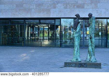 Dublin, Ireland - December 20, 2020: The Judgement Sculpture At University College Dublin In Respons