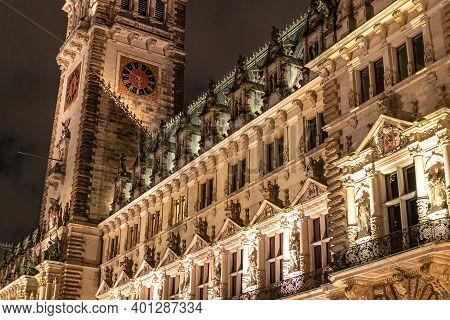 Hamburg City Hall At Night - Travel Photography