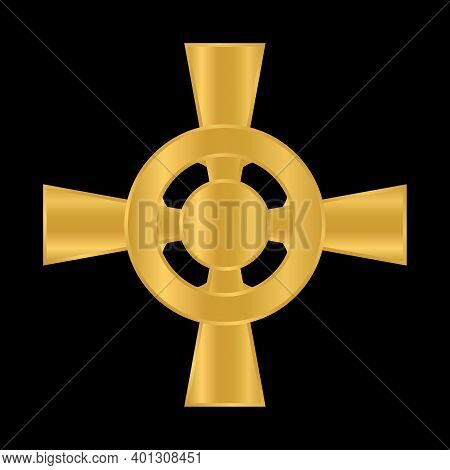 Celtic Cross Icon On Black Background. Vector Illustration.