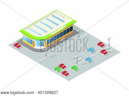 Set Of Isolated High Quality Isometric City Elements On White Background . Vector Elements