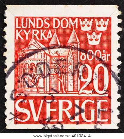 Postage Stamp Sweden 1946 View Of Lund Cathedral