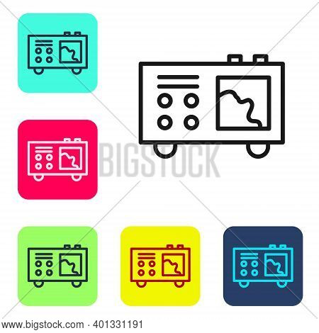 Black Line Spectrometer Icon Isolated On White Background. Set Icons In Color Square Buttons. Vector