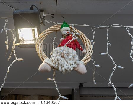 Santa Claus Doll As Decoration For Christmas Celebration In The Shops On Khuri Street In The Haifa C