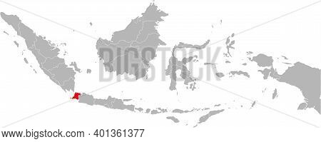 Banten Province Isolated On Indonesia Map. Gray Background. Business Concepts And Backgrounds.