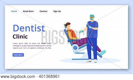 Dentist Clinic Landing Page Template. Stomatology Website Interface Idea With Flat Illustrations. St
