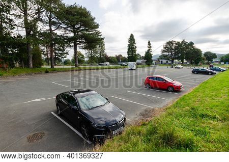 Bala; Uk: Sep 20, 2020: The Bala Green Car Park Is On The Site Of The Town Green. In The Late 18th T