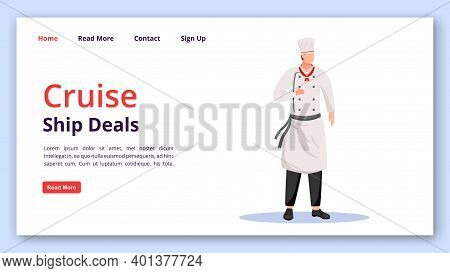 Cruise Ship Deals Landing Page Vector Template. Shipboard Staff Website Interface Idea With Flat Ill