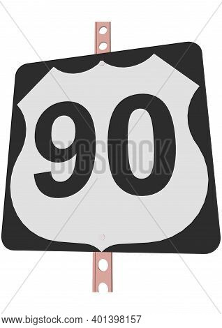 Us Route Sign With A Black Frame Filled With White, Black And White Shield Sign With Route Number, V