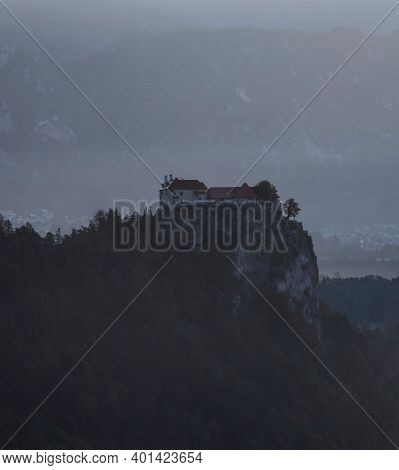 Panoramic Sunrise View Of Lake Bled Castle Blejsko Jezero From Osojnica Viewpoint Hill Upper Carniol