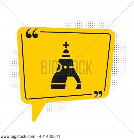 Black The Tsar Bell In Moscow Monument Icon Isolated On White Background. Yellow Speech Bubble Symbo